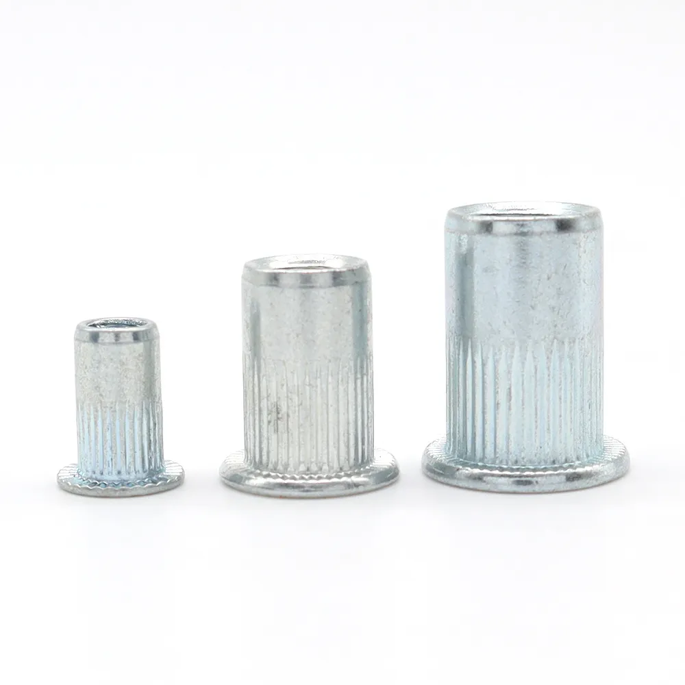 Flat head vertical stripe riveted nut plated