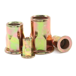 Flat head half hexagonal rivet nut